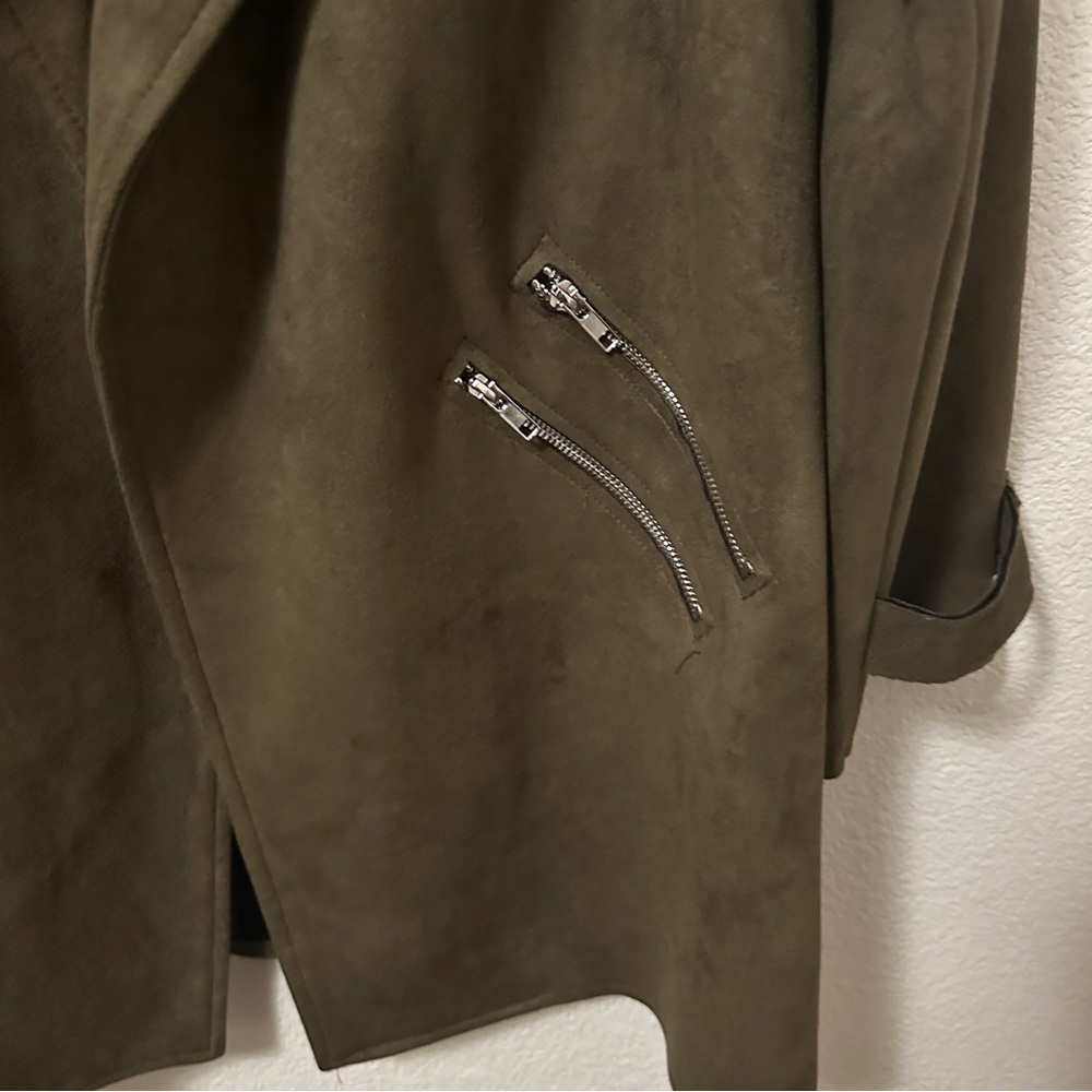 Fashion Nova Always‎ in the Go Faux Suede Jacket Olive Sz Large - Picture 4 of 11